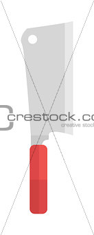 Kitchen ax knife cleaver cutter with handle sharp blade cook flat vector.