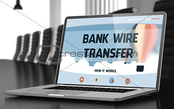 Laptop Screen with Bank Wire Transfer Concept.