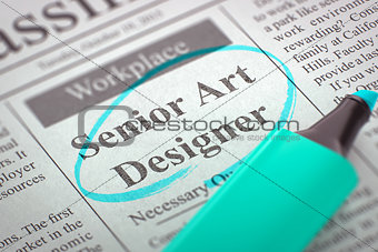 Job Opening Senior Art Designer.