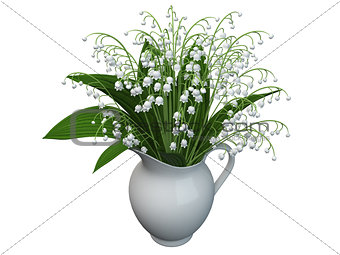 3D rendering of a lily-of-the-valley flowers,