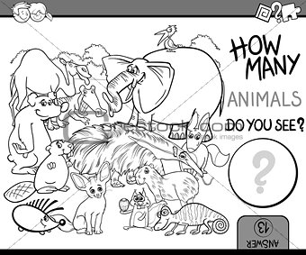 count the animals coloring book