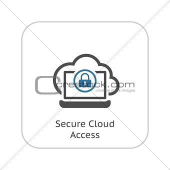 Secure Cloud Access Icon. Flat Design.