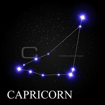 Capricorn Zodiac Sign with Beautiful Bright Stars on the Backgro
