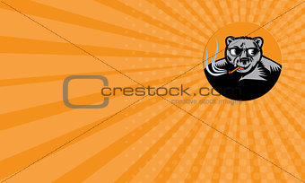 Business card Black Bear Sunglasses Cigar Circle Woodcut