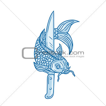 Koi Nishikigoi Carp Fish Knife Drawing