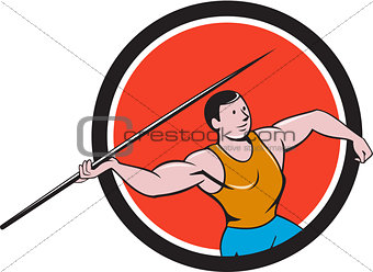 Javelin Throw Track and Field Circle Cartoon