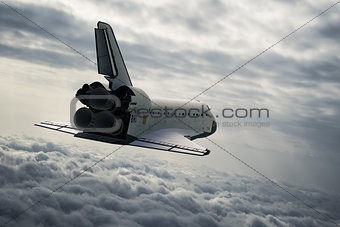 Space Shuttle In The Clouds