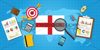 england economy economic condition country with graph chart and finance tools vector graphic
