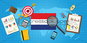 holland netherland economy economic condition country with graph chart and finance tools vector graphic