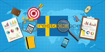 sweden swedish economy economic condition country with graph chart and finance tools vector graphic