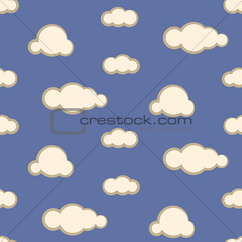 Night sky clouds seamless vector pattern.