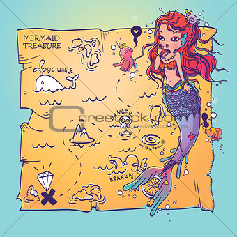 A Mermaid and Treasure Map