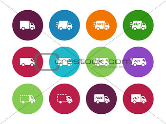 Shopping Trucks circle icons on white background.