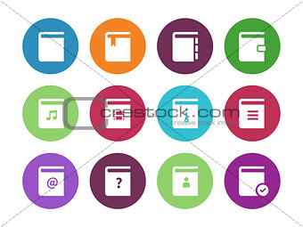 Book circle icons on white background.