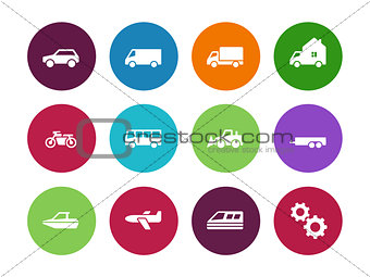 Transport circle icons on white background.