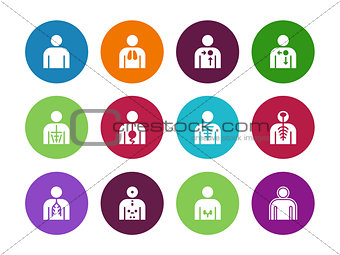 Vector medical organs system circle icons on white background.