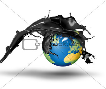 Oil bursting over planet Earth