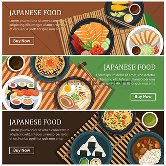 Japanese food web banner.Japanese street food coupon.