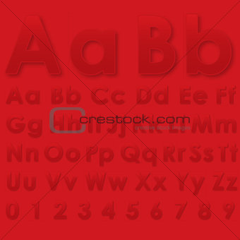 Alphabet letters on a red background