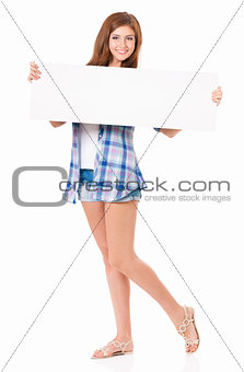 Girl with blank board