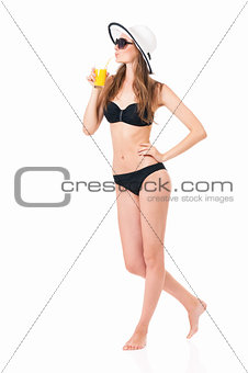 Girl in bikini with juice
