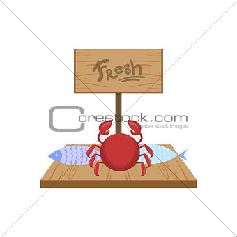 Fresh Crab On Market Counter