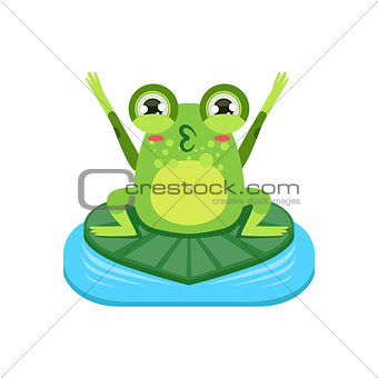 Cartoon Frog Character Cheering