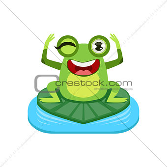 Happy Cartoon Frog Character
