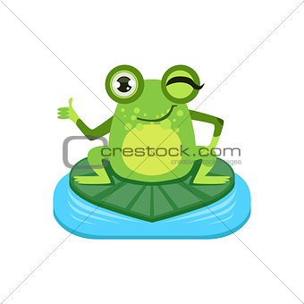Approving Cartoon Frog Character