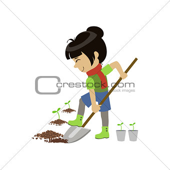 Girl Digging The Ground