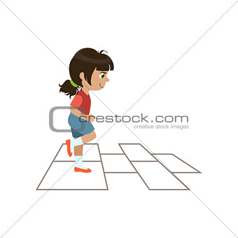 Girl Playing Hopscotch