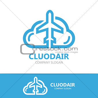 Vector cloud and airplane logo