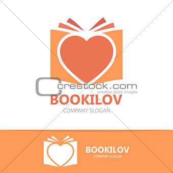 Vector heart and book logo