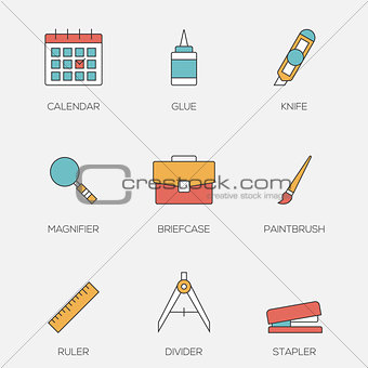 Office tools color line icons vol 3