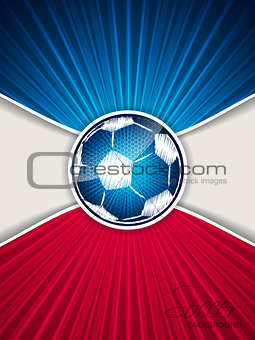 Abstract blue red soccer brochure with scribbled ball
