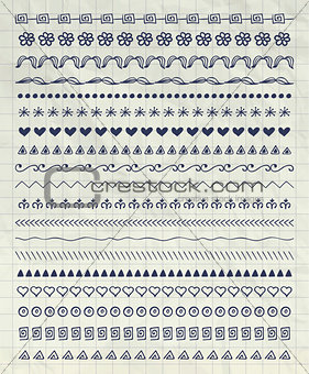 Vector Pen Drawing Pattern Brushes, Line Borders