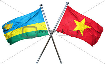 Rwanda flag with Vietnam flag, 3D rendering