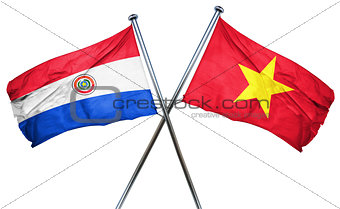 Paraguay flag with Vietnam flag, 3D rendering