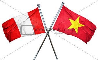 Peru flag with Vietnam flag, 3D rendering