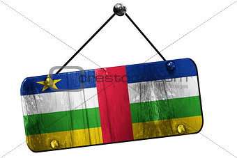 Central african republic flag, 3D rendering, vintage grunge hang