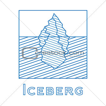 Iceberg in linear style. Outline iceberg isolated on white backg