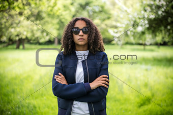 Thoughtful Mixed Race African American Teenager Woman 