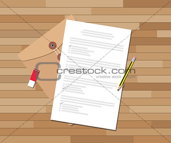 paper test document with checklist and pencil eraser vector graphic