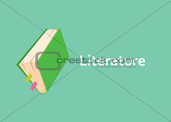 literature books with green cover style with text on side vector graphic