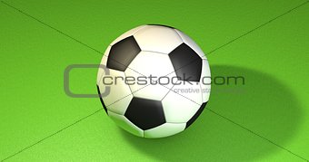 Football ball on the green. 3D illustration
