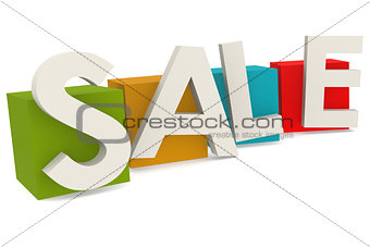 Colorful cube with sale word