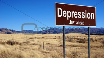 Depression brown road sign