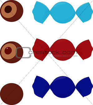 Vector Set of Chocolate candies, Isolated on white background
