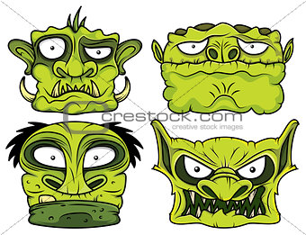 halloween green scary zombie head illustration