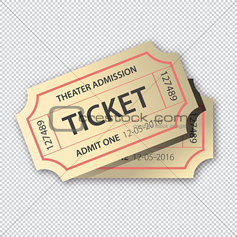 Two cinema tickets pair . Isolated on transparent background, vector illustration